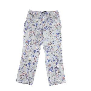 Gloria Vanderbilt Amanda Pants Womens 14 Short Gray Floral Print Stretch Jeans